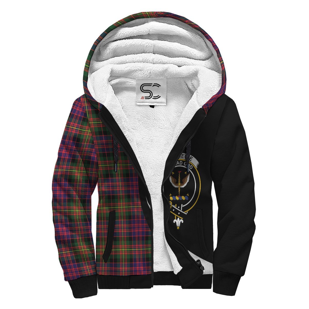 Carnegie Modern Tartan Crest Sherpa Hoodie - Circle Style