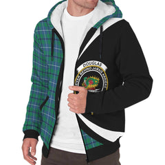 Douglas Ancient Tartan Crest Sherpa Hoodie - Circle Style