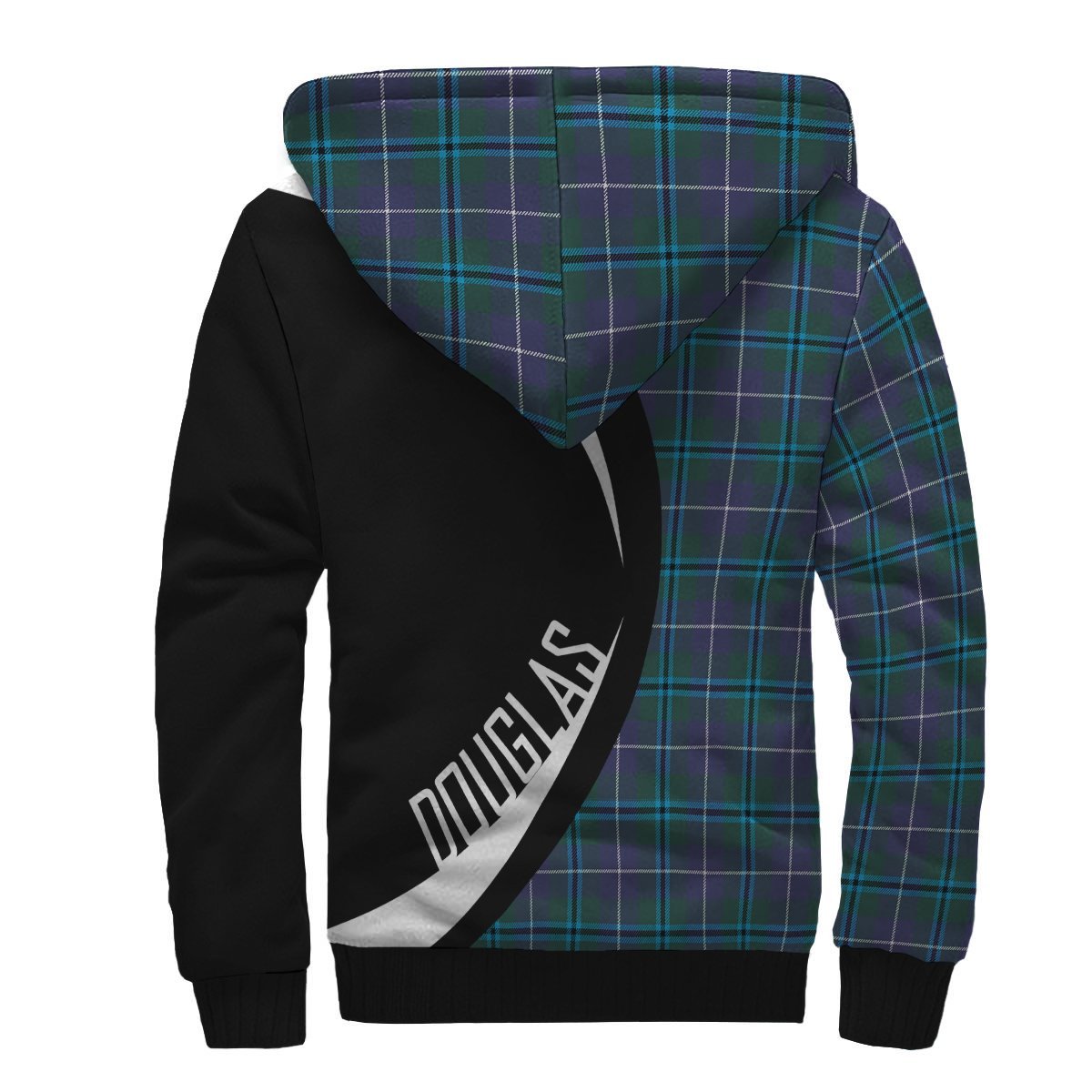 Douglas Modern Tartan Crest Sherpa Hoodie - Circle Style