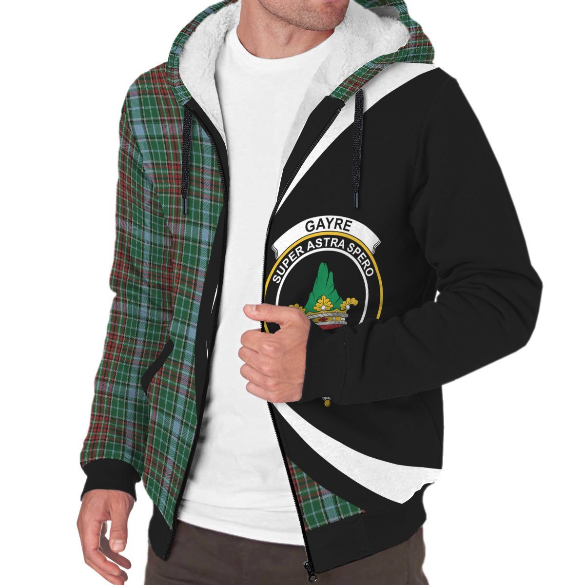 Gayre Tartan Crest Sherpa Hoodie - Circle Style