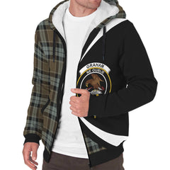 Graham of Menteith Weathered Tartan Crest Sherpa Hoodie - Circle Style