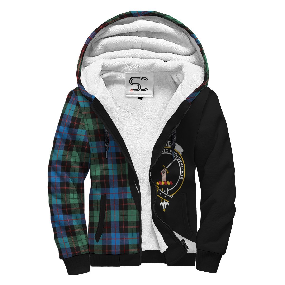 Guthrie Ancient Tartan Crest Sherpa Hoodie - Circle Style