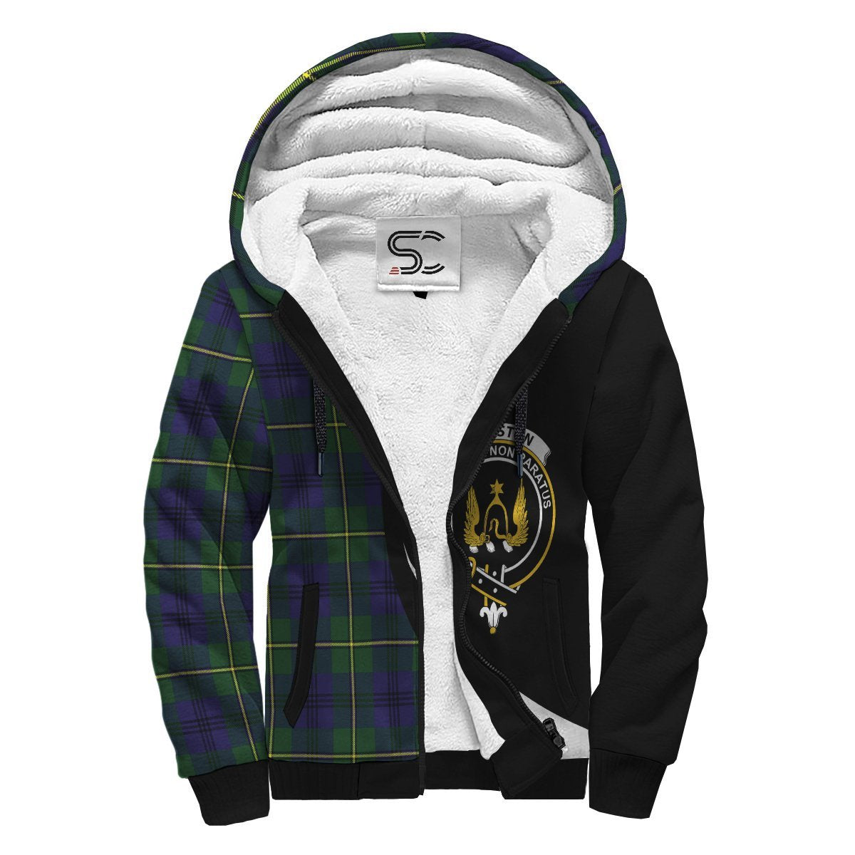 Johnston Modern Tartan Crest Sherpa Hoodie - Circle Style