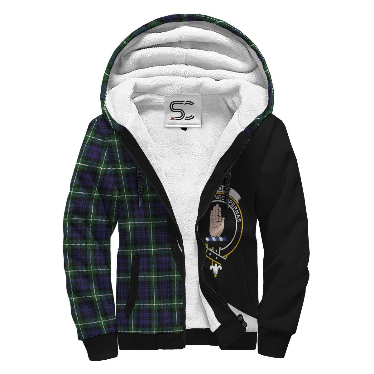 Lamont Modern Tartan Crest Sherpa Hoodie - Circle Style