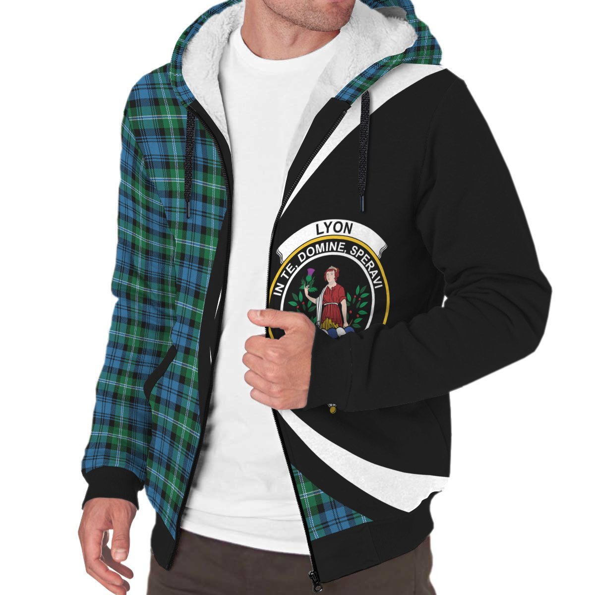 Lyon Tartan Crest Sherpa Hoodie - Circle Style