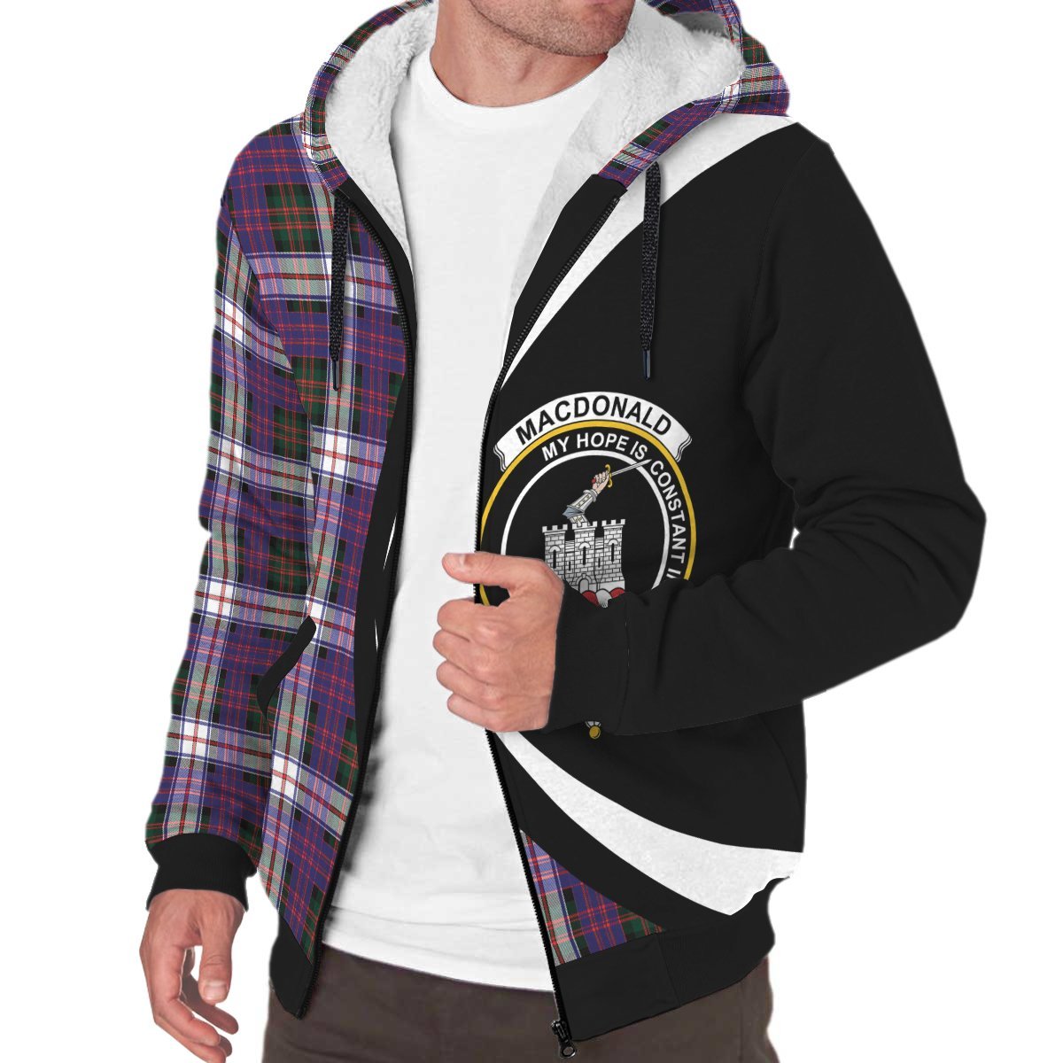 MacDonald Dress Modern Tartan Crest Sherpa Hoodie - Circle Style