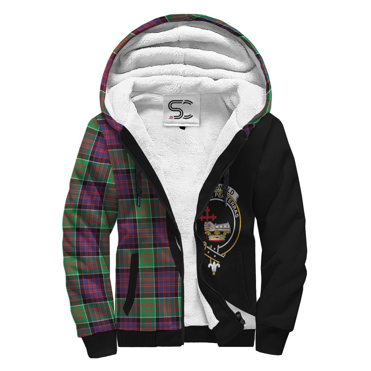 MacDonald of Clanranald Tartan Crest Sherpa Hoodie - Circle Style