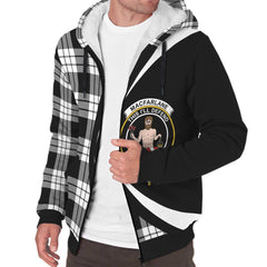 MacFarlane Black & White Tartan Crest Sherpa Hoodie - Circle Style