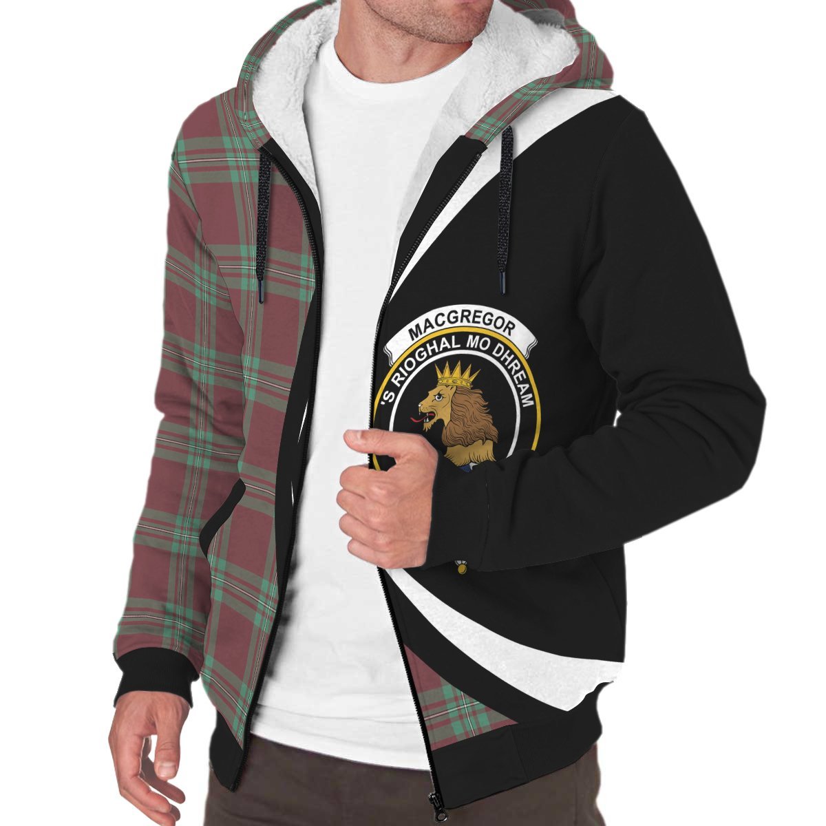 MacGregor Hunting Ancient Tartan Crest Sherpa Hoodie - Circle Style