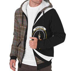 MacIntyre Hunting Weathered Tartan Crest Sherpa Hoodie - Circle Style