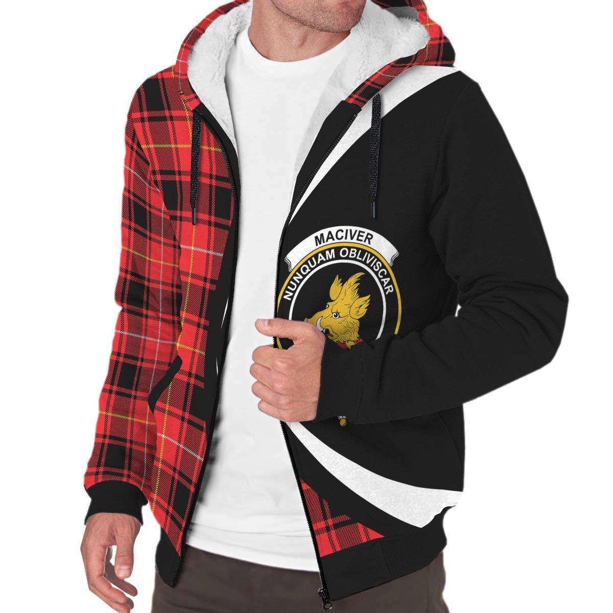 MacIver Modern Tartan Crest Sherpa Hoodie - Circle Style