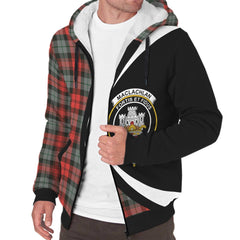 MacLachlan Weathered Tartan Crest Sherpa Hoodie - Circle Style