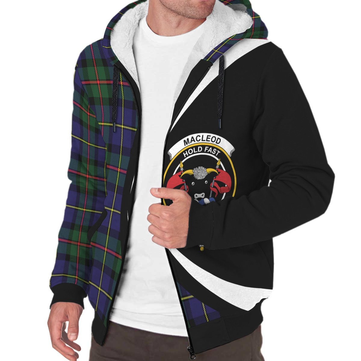 MacLeod of Harris Modern Tartan Crest Sherpa Hoodie - Circle Style