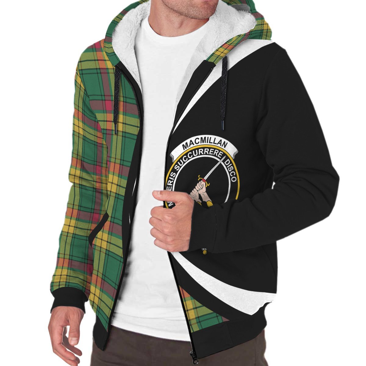 MacMillan Old Ancient Tartan Crest Sherpa Hoodie - Circle Style