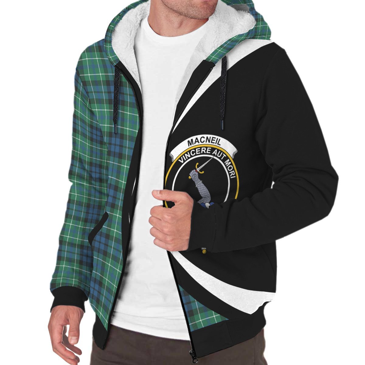 MacNeill of Colonsay Ancient Tartan Crest Sherpa Hoodie - Circle Style