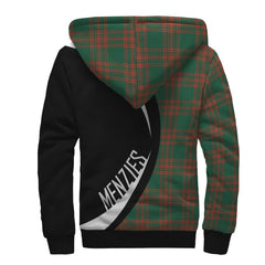 Menzies Green Ancient Tartan Crest Sherpa Hoodie - Circle Style