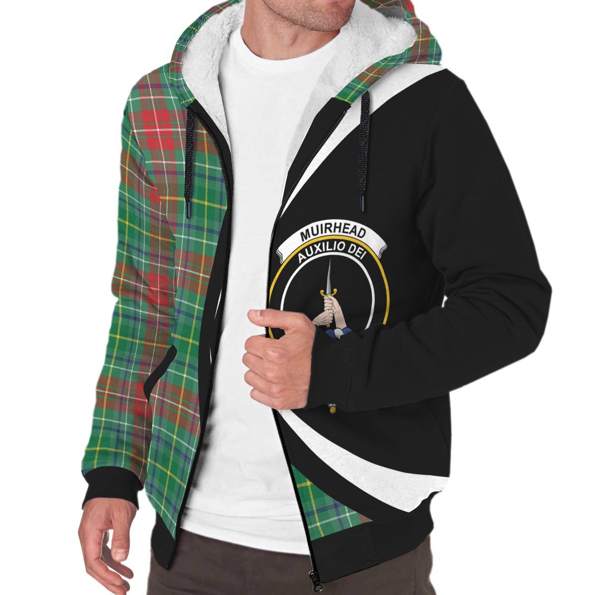 Muirhead Tartan Crest Sherpa Hoodie - Circle Style