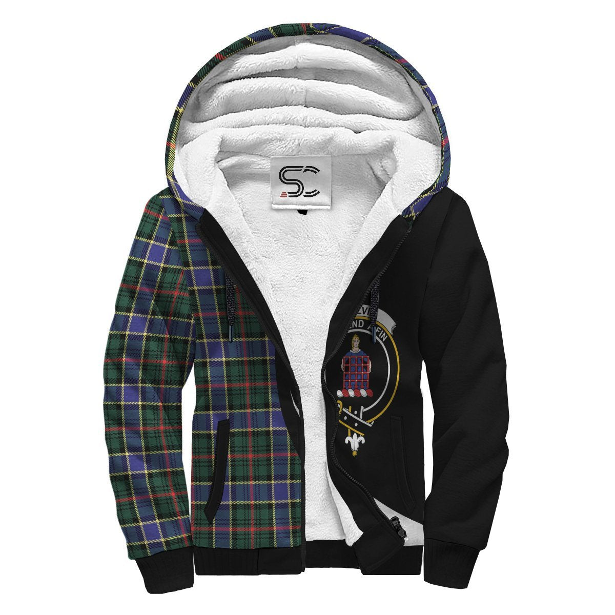 Ogilvie Hunting Modern Tartan Crest Sherpa Hoodie - Circle Style