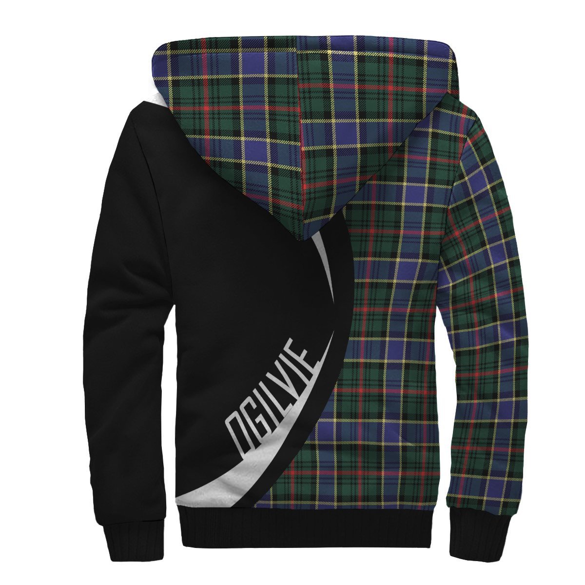 Ogilvie Hunting Modern Tartan Crest Sherpa Hoodie - Circle Style