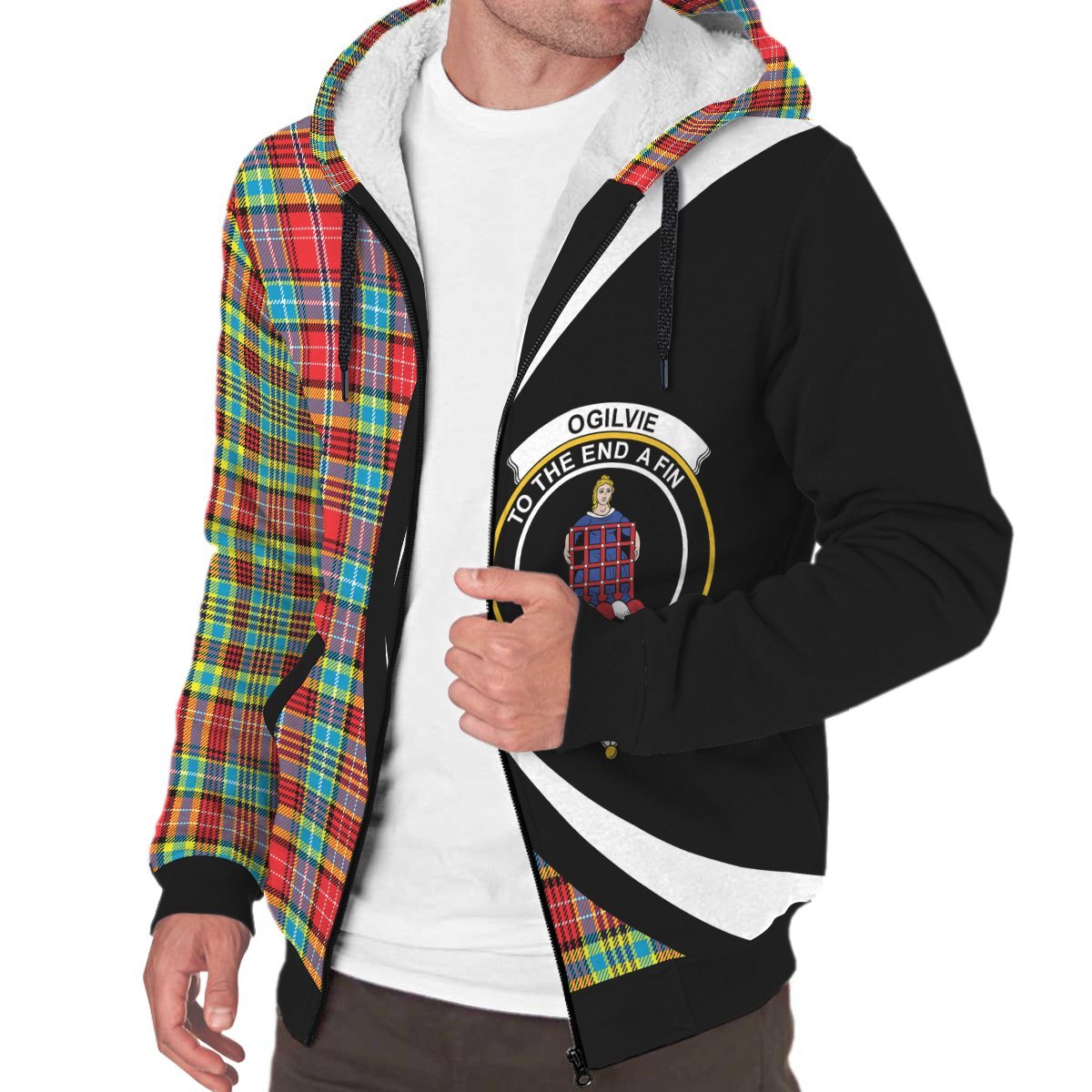 Ogilvie Tartan Crest Sherpa Hoodie - Circle Style