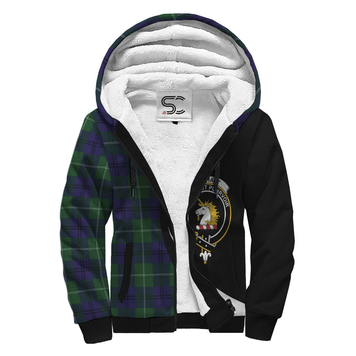 Oliphant Modern Tartan Crest Sherpa Hoodie - Circle Style