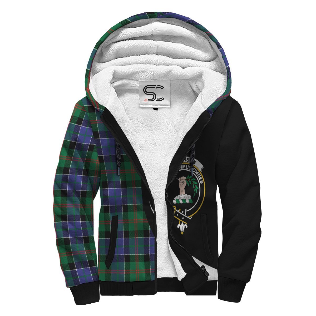 Paterson Tartan Crest Sherpa Hoodie - Circle Style