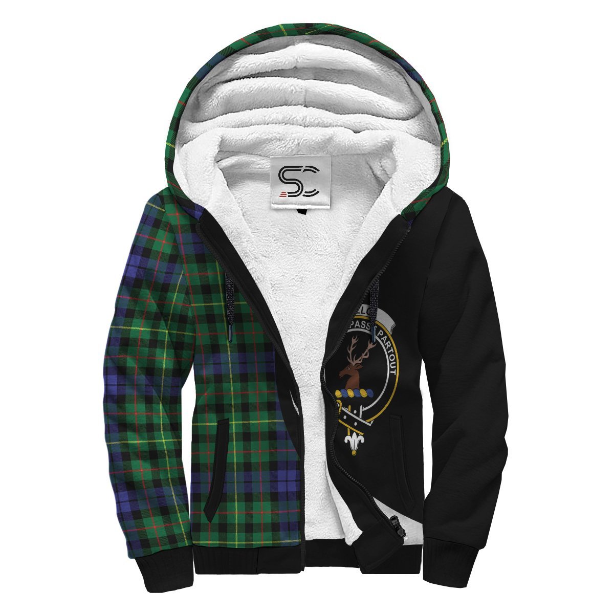 Rollo Modern Tartan Crest Sherpa Hoodie - Circle Style