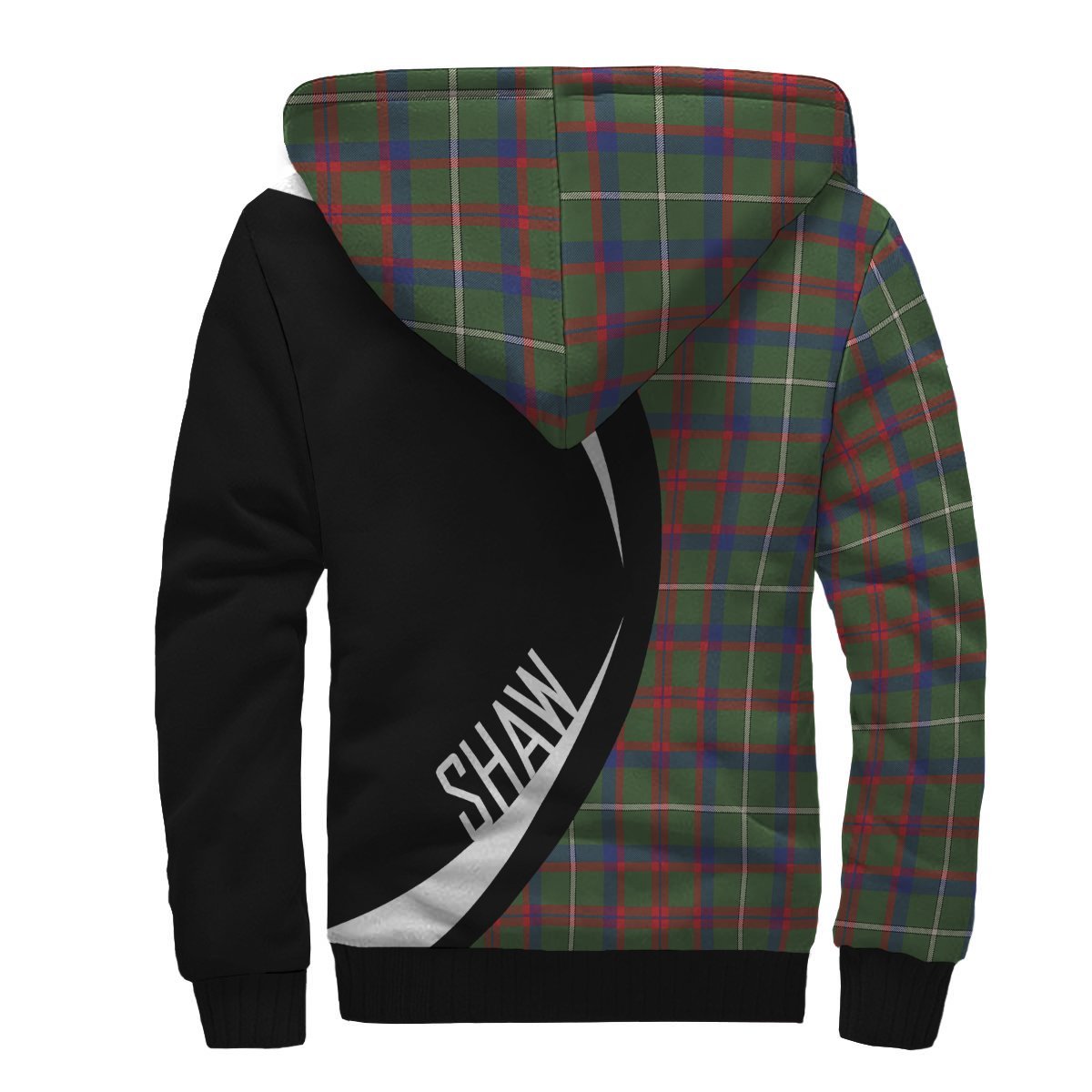 Shaw Green Modern Tartan Crest Sherpa Hoodie - Circle Style