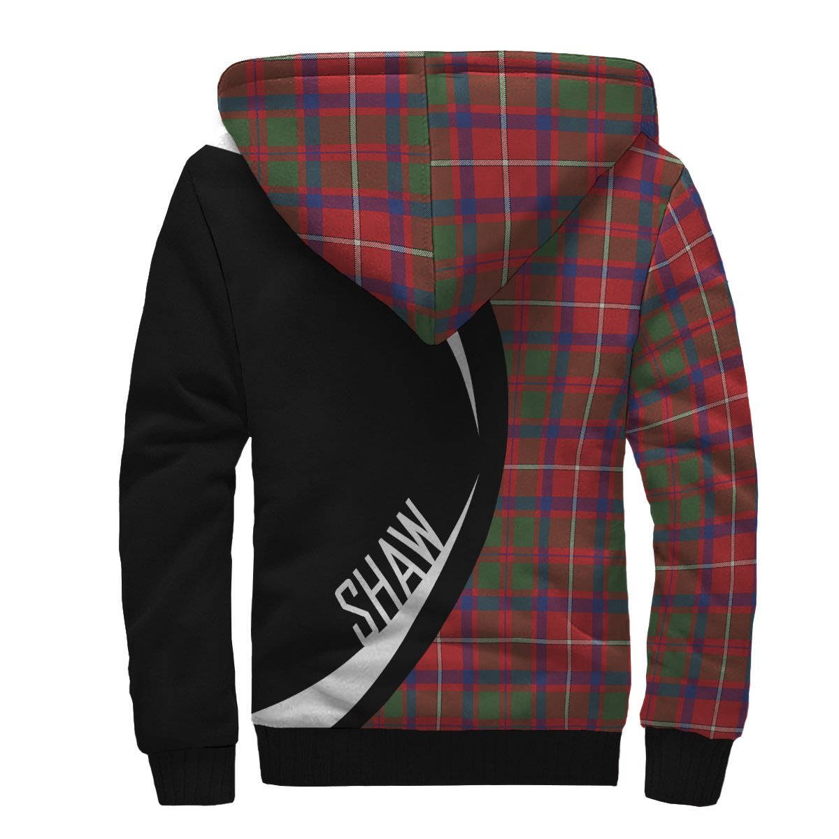 Shaw Red Modern Tartan Crest Sherpa Hoodie - Circle Style