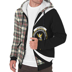 Stewart Dress Ancient Tartan Crest Sherpa Hoodie - Circle Style