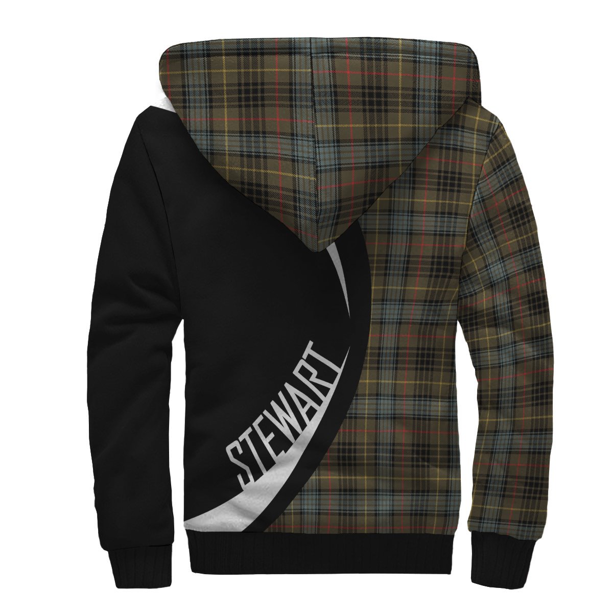 Stewart Hunting Weathered Tartan Crest Sherpa Hoodie - Circle Style