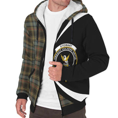 Stewart Hunting Weathered Tartan Crest Sherpa Hoodie - Circle Style