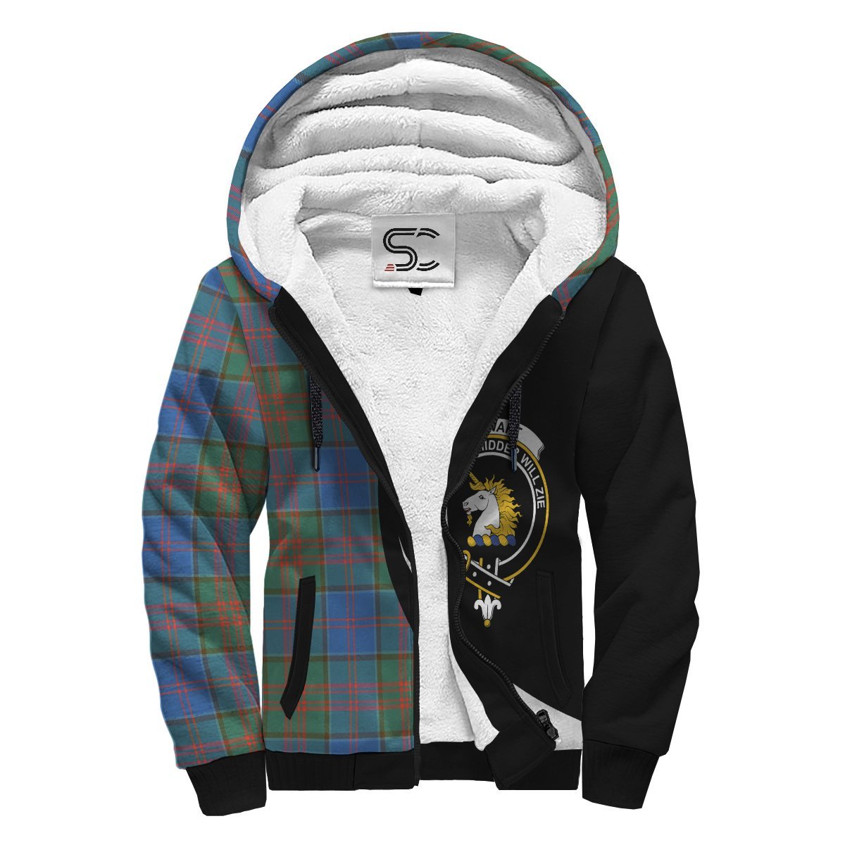 Stewart of Appin Hunting Ancient Tartan Crest Sherpa Hoodie - Circle Style