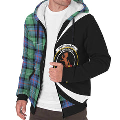 Sutherland Old Ancient Tartan Crest Sherpa Hoodie - Circle Style