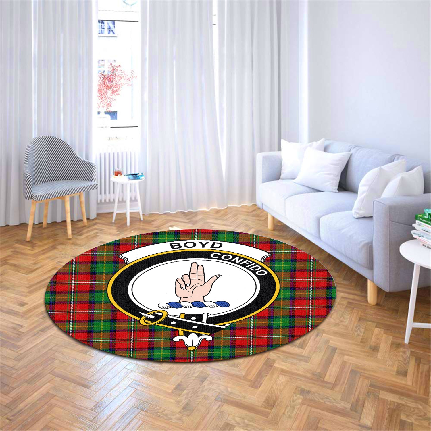 Boyd Tartan Crest Round Rug