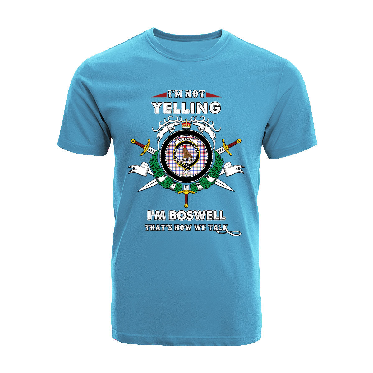 Boswell Tartan Crest T-shirt - I'm not yelling style