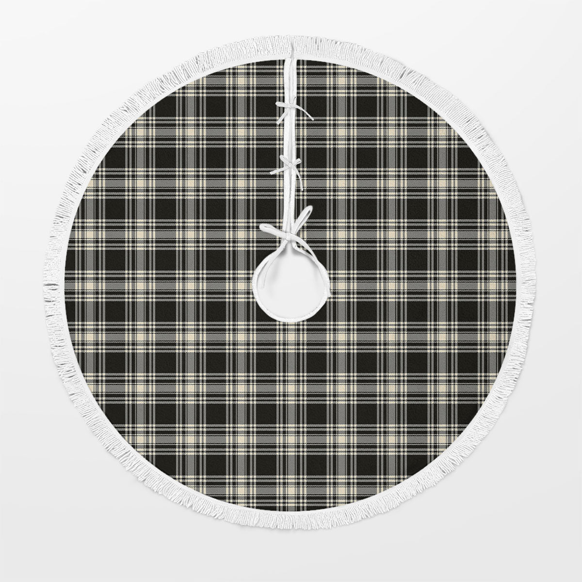 Menzies Black _ White Ancient Tartan Christmas Tree Skirt