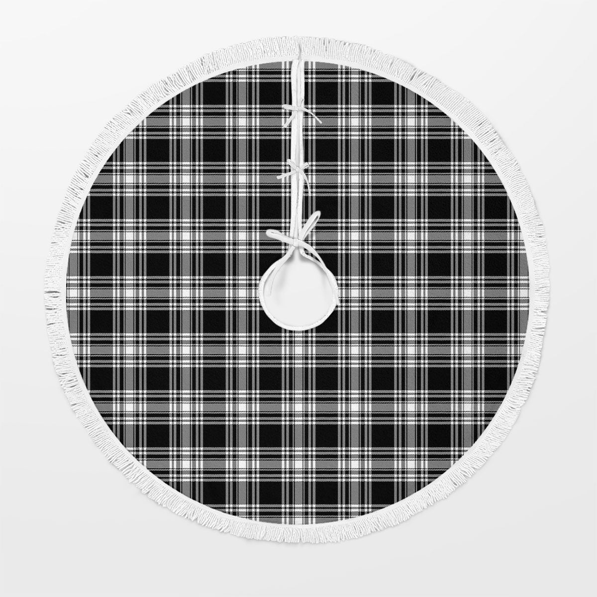 Menzies Black _ White Modern Tartan Christmas Tree Skirt