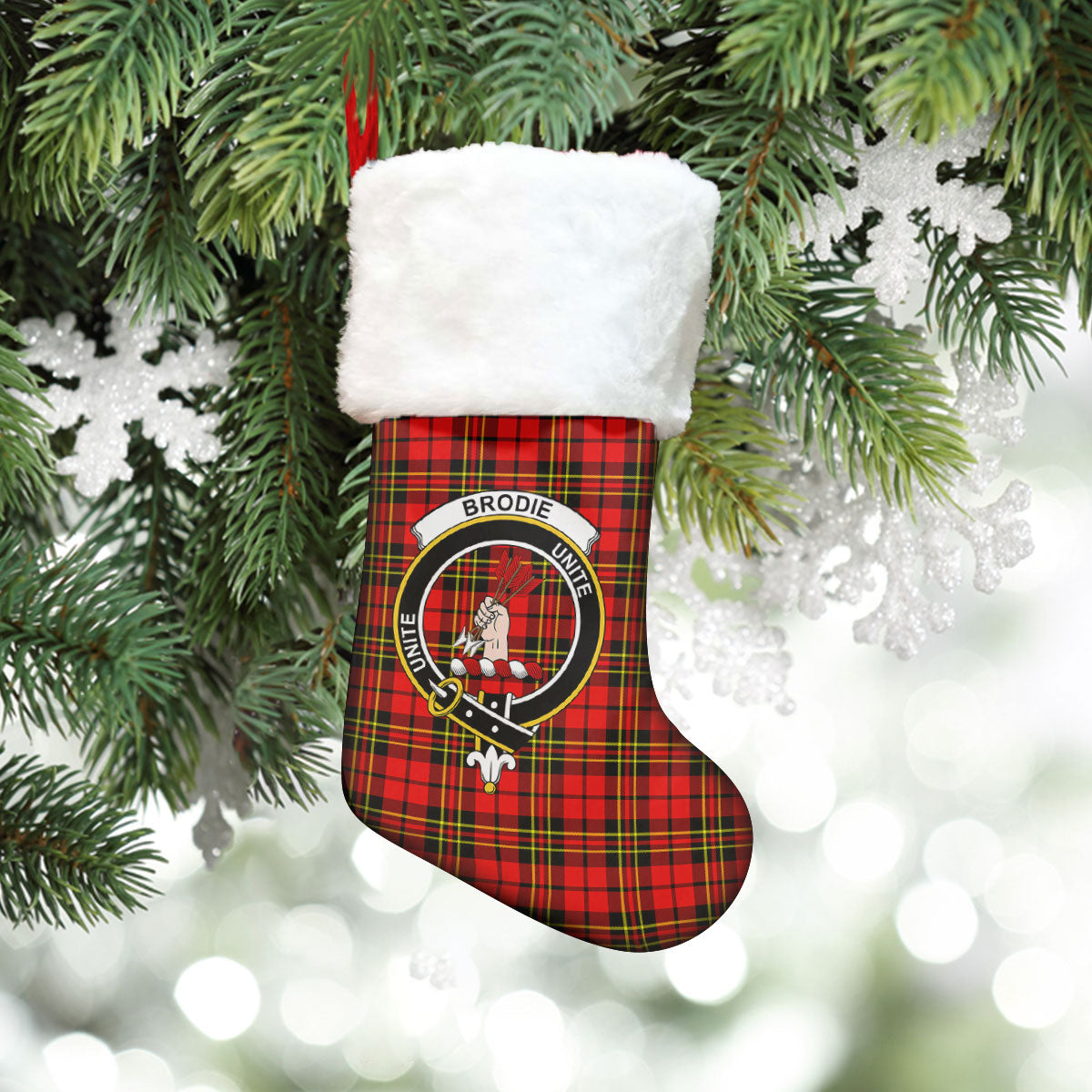 Brodie Modern Tartan Crest Christmas Stocking