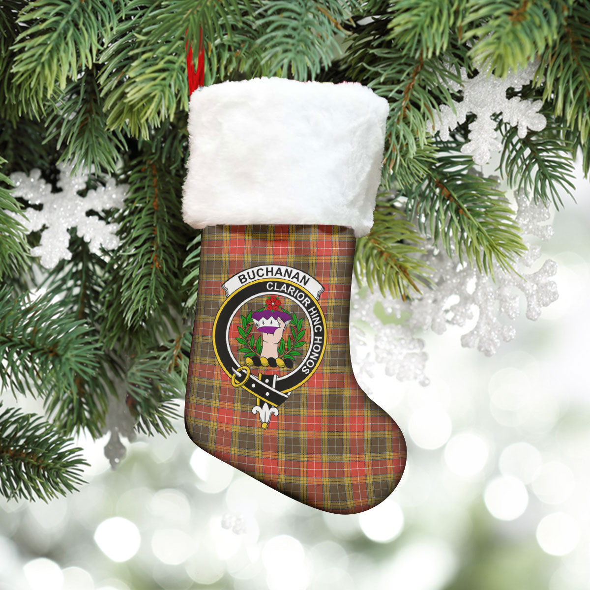 Buchanan Old Set Weathered Tartan Crest Christmas Stocking