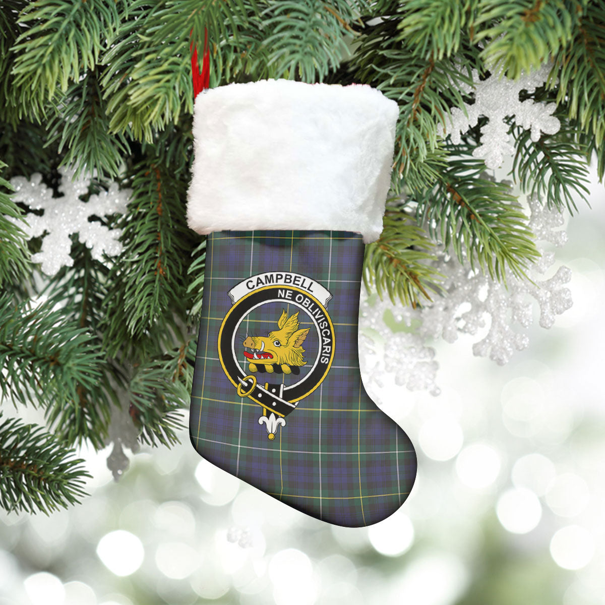 Campbell Argyll Modern Tartan Crest Christmas Stocking