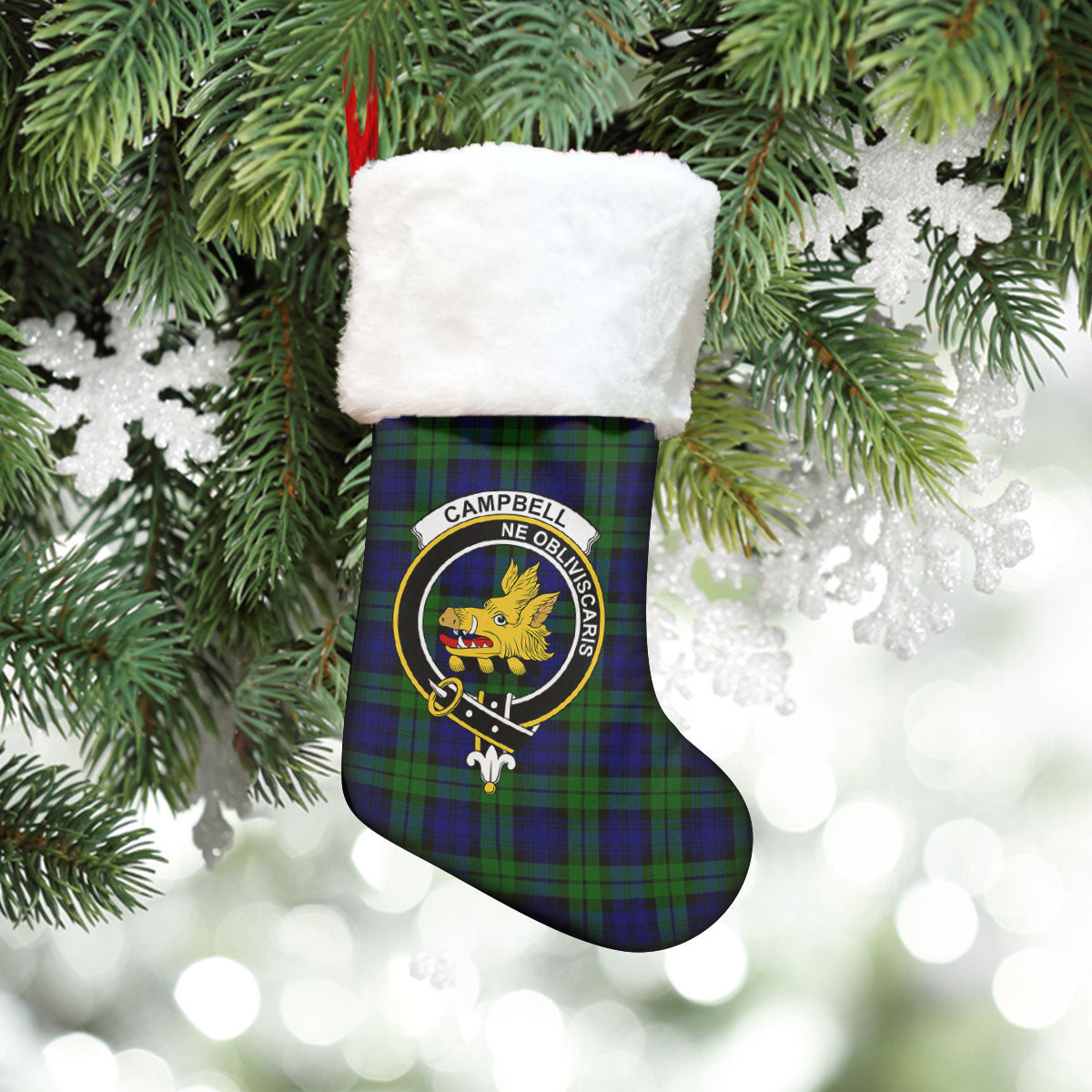 Campbell Modern Tartan Crest Christmas Stocking