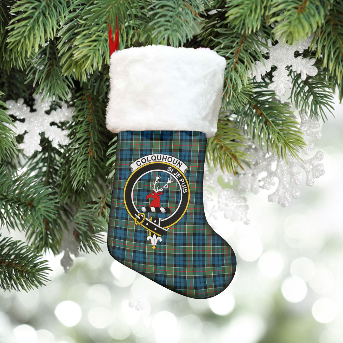 Colquhoun Ancient Tartan Crest Christmas Stocking