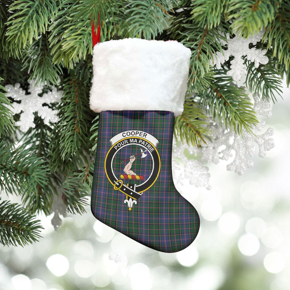 Cooper Tartan Crest Christmas Stocking