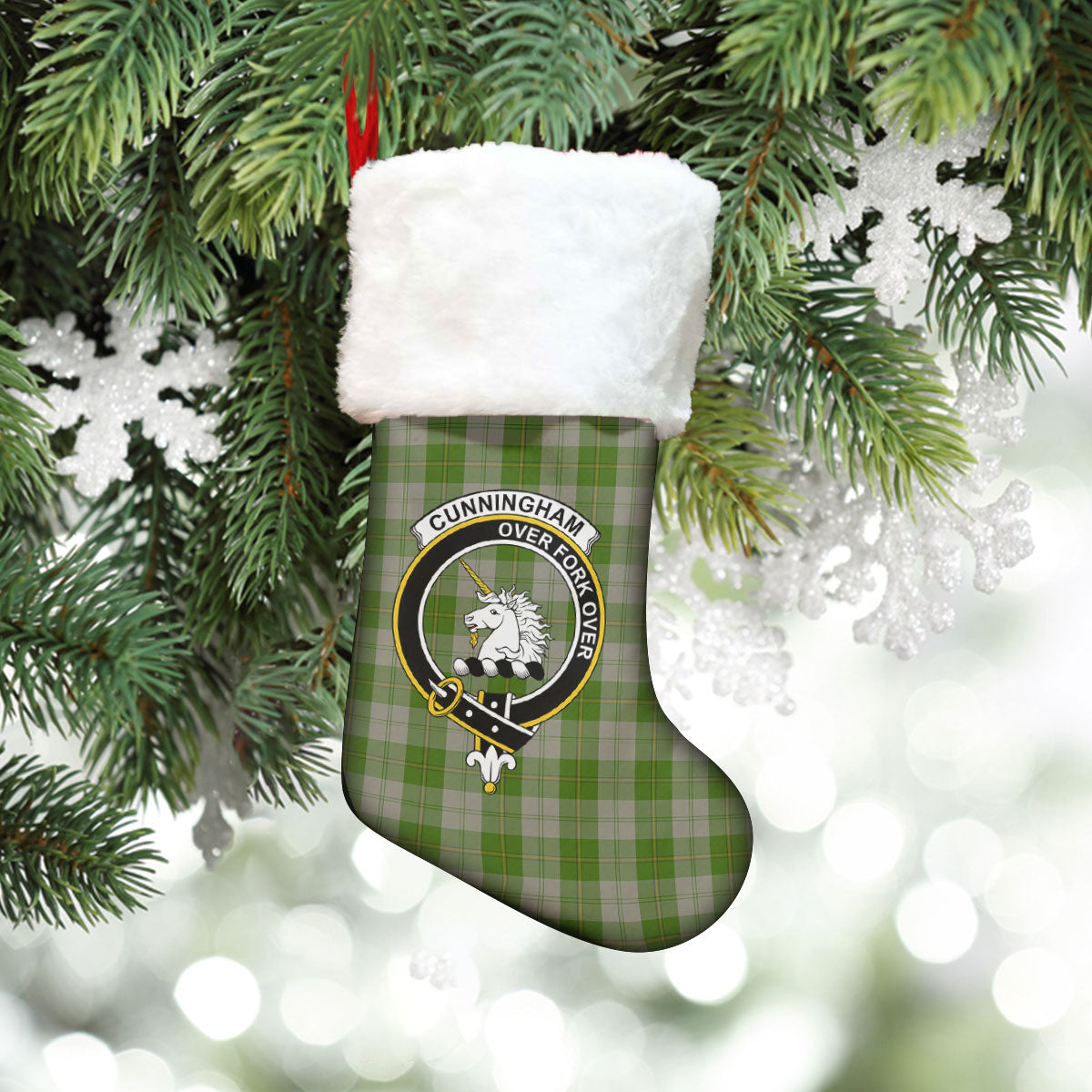 Cunningham Dress Green Dancers Tartan Crest Christmas Stocking