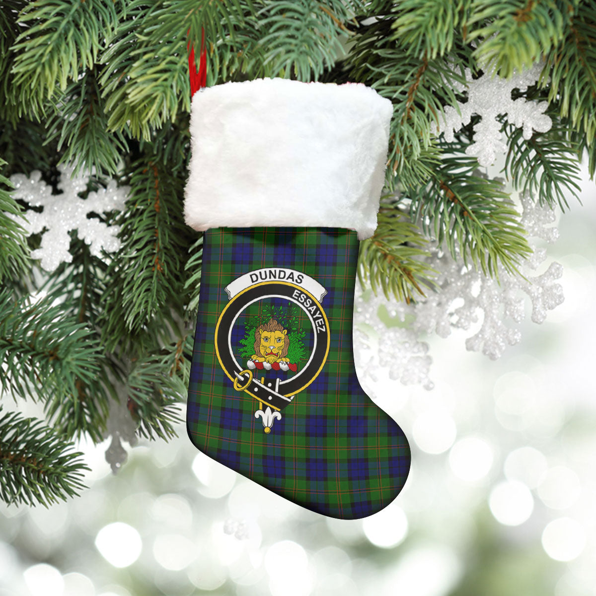 Dundas Modern Tartan Crest Christmas Stocking