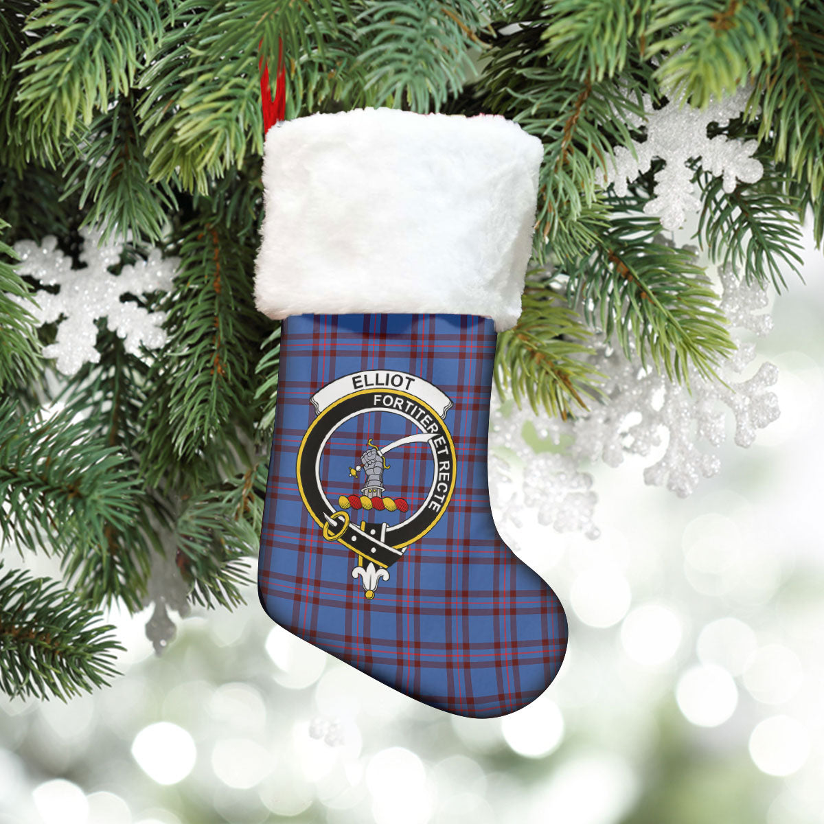 Elliot Modern Tartan Crest Christmas Stocking