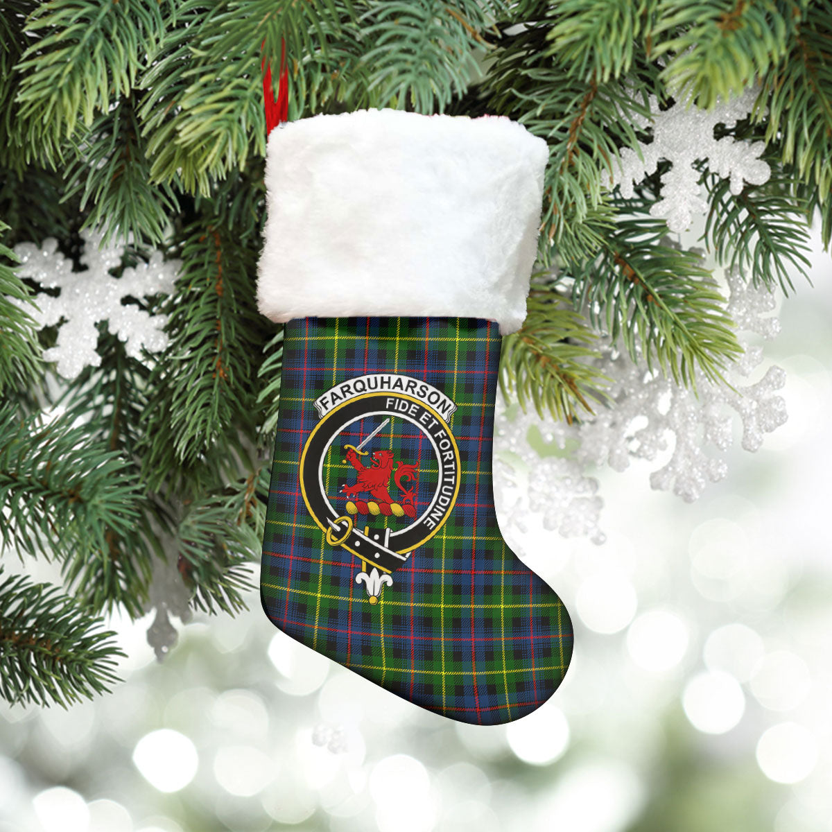 Farquharson Modern Tartan Crest Christmas Stocking