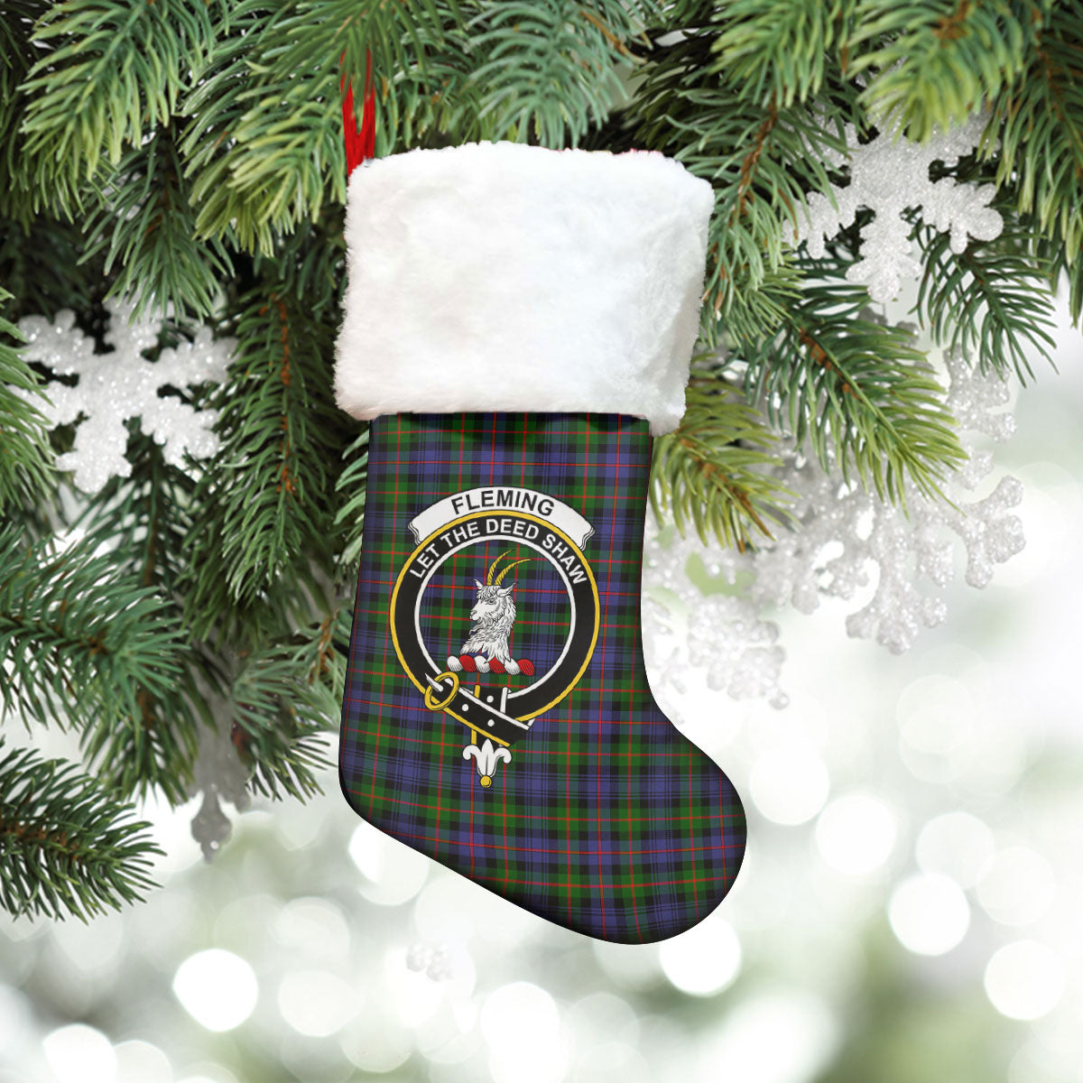 Fleming Tartan Crest Christmas Stocking