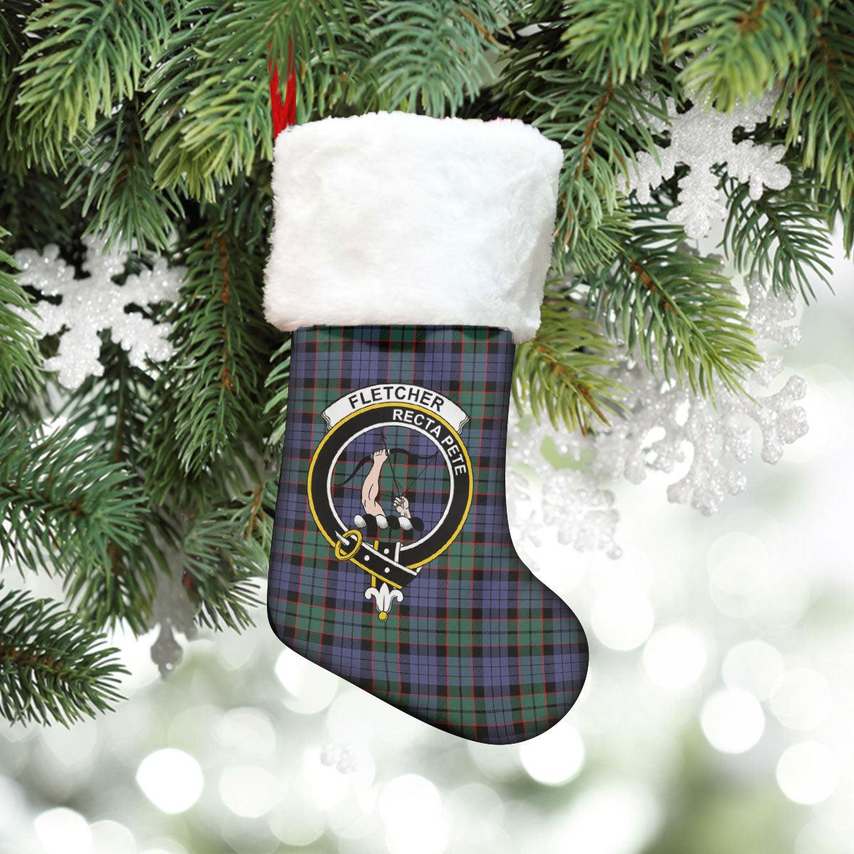 Fletcher Modern Tartan Crest Christmas Stocking